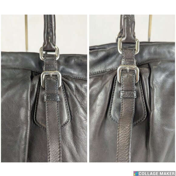 Authentic PRADA Black Leather Vitello Soft Handle Bag Handbag Made in Italy - Picture 9 of 12